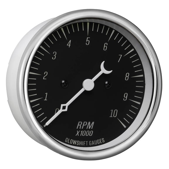 GlowShift | Classic Series Black 3-3/8" (85mm) Electronic Tach RPM Gauge for Cars and Trucks