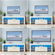UHOMEPRO TV Stand for TV up to 55, High Gloss Entertainment Center with RGB LED Lights and Storage Shelves, White Media Console for Living Room