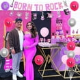 thumbnail image 3 of Pink Purple Baby Shower Decorations for Girls - Born to Rock Banner Cake Topper, Rock and Roll Garland Cake Topper, Rocker Printed Balloons, Music Themed Baby Shower Party Supplies, 3 of 6