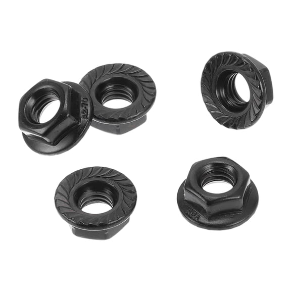 Unique Bargains 5 Pcs M6*1.0 Car Flange Nuts 304 Stainless Steel Girded Hex Lock Flange Nuts Non-Slip Lock Flange Black for Car Motorcycle