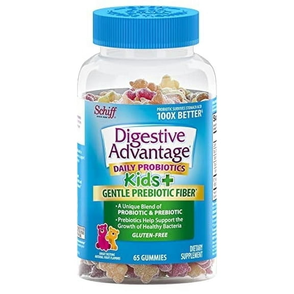 Digestive Advantage KIDS Prebiotic Fiber Plus Probiotic Gummies, 65 Each