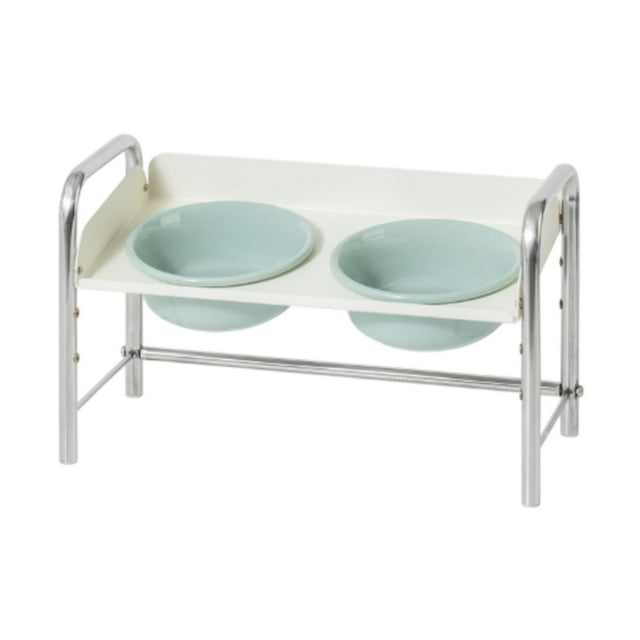 Tazones de cerámica de gato elevados con soporte de acero inoxidable, tazón de alimentación de mascotas alimentador de gato sin deslizamiento elevado Verde claro