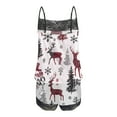 thumbnail image 4 of Tnhcen Gorgeous Glittering Christmas Print Pajamas Set Lace Splicing Sleeveless Cami Shorts 2-Piece Pjs Elegant Nightwear Cozy Homewear S-2XL, 4 of 5