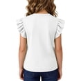 thumbnail image 4 of Toddler Girls Summer Ribbed Tops Ruffle Sleeve Casual Going Out Tee Shirts Cooling Crewneck Pullover Tshirt 2 Years, White, 4 of 7