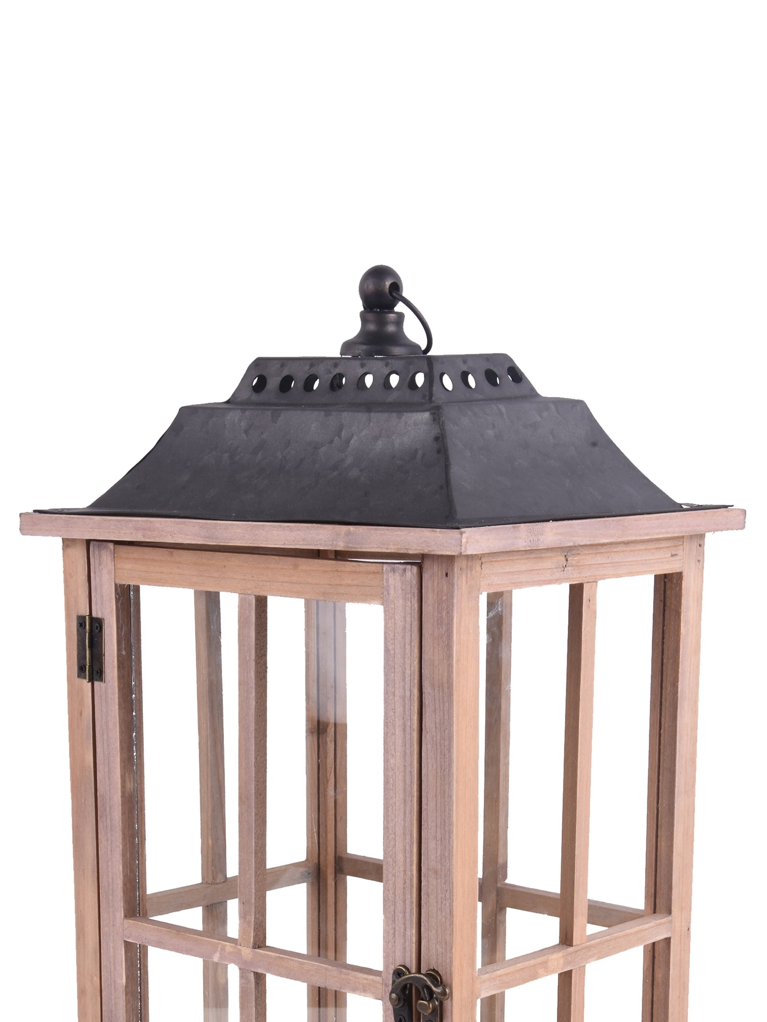 Better Homes & Gardens Rustic Wood Candle Holder Lantern, Large