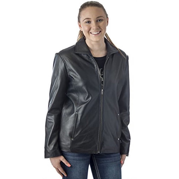 REED® Women's 26" Classic Leather Jacket (SMALL, Black)