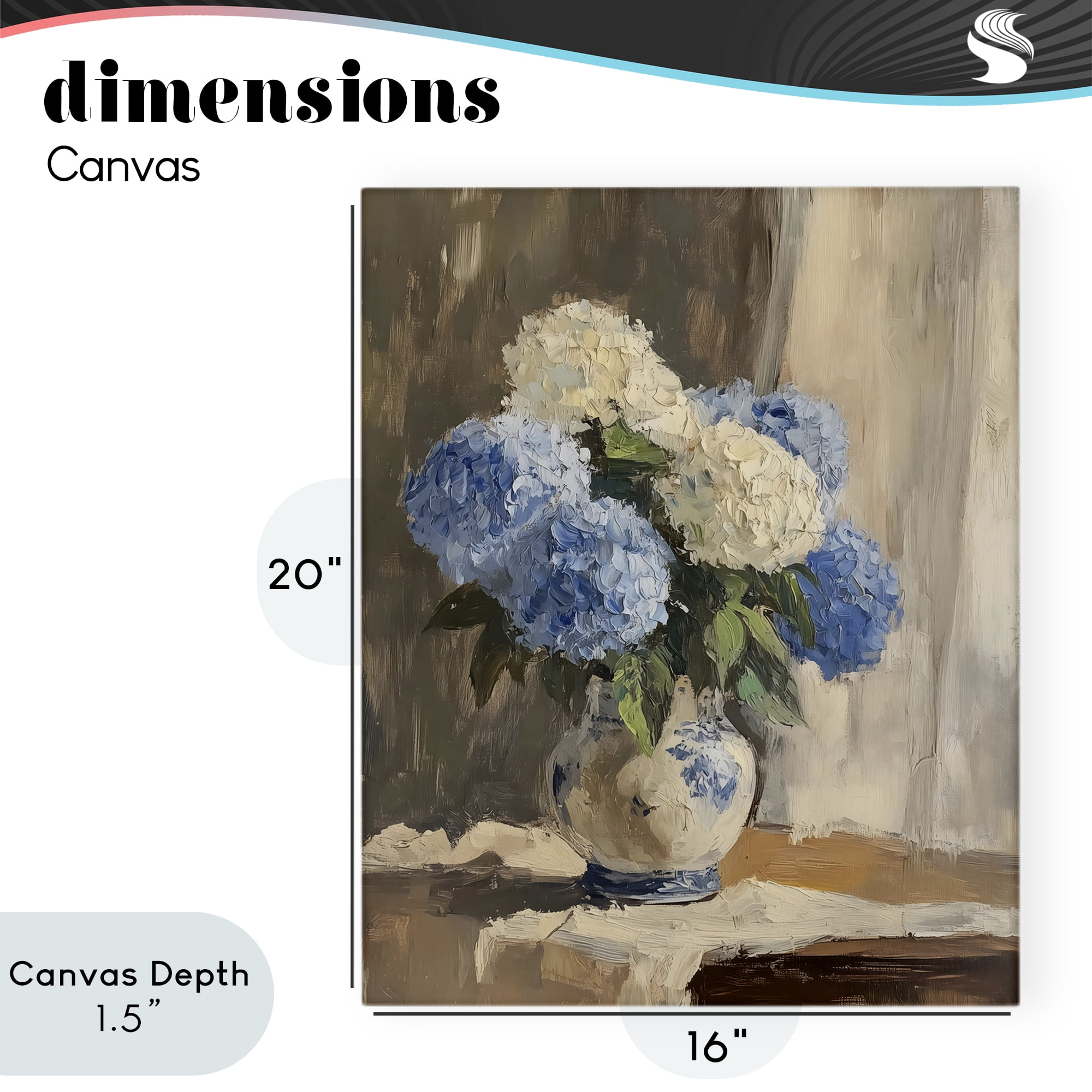 Stupell Industries Vintage Hydrangea in Ceramic Vase Canvas Wall Art, design by LSR Design Studio