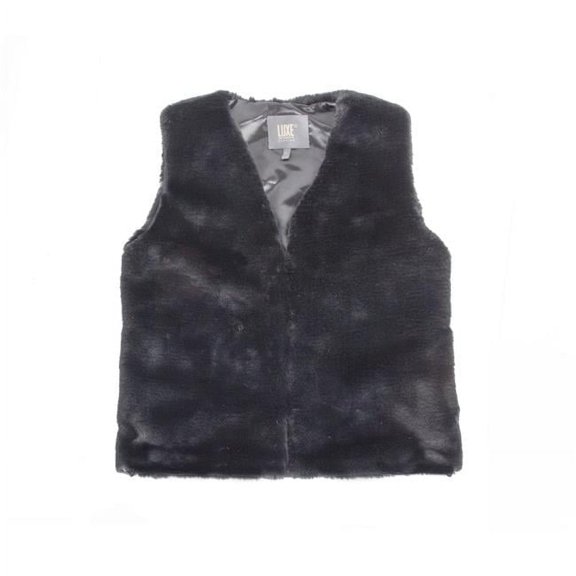 Faux Rabbit Fur Vest - Black - Small