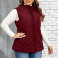 thumbnail image 6 of DISKEBUISS Plus Size Quilted Puffer Vest for Women Stand Collar Sleeveless Zip Up Gilet with Pockets for Fall Winter, 6 of 7