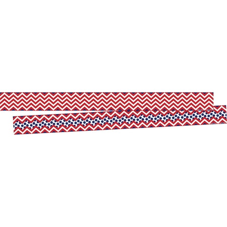 UPC: 0704068036932 | Barker Creek Double-Sided Border 2-Pack  Red & Navy Chevron   Decorate Galore with 70  of Border  Coordinating Designs Printed On Both Sides for Twice the Value  3  x 70  (3693)