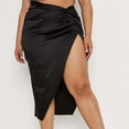 thumbnail image 2 of ZVNAΖH Clearance 2025! Skirts for Women Summer Skirts Wrap Hip Short Skirt High Waist Zipper Split A-Line Solid Color Half-body Skirt, 2 of 5