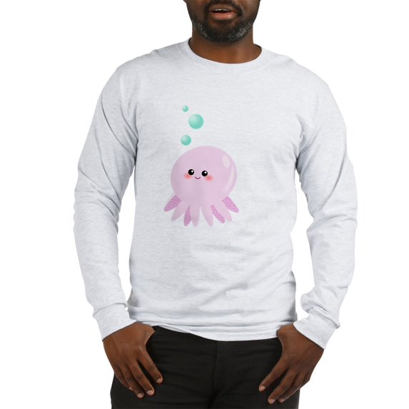 CafePress - Cute Pink Octopus Long Sleeve T Shirt - Unisex Cotton Long Sleeve T-Shirt