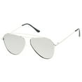 thumbnail image 2 of sunglassLA Unisex Modern Metal Frame Double Bridge Colored Mirror Flat Lens Aviator Sunglasses 52mm (Silver / Silver Mirror) - 52mm, 2 of 4