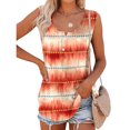 thumbnail image 2 of Camiseta sin mangas para mujer, cuello redondo, con botones, estampado de rayas, informal, camiseta sin mangas para el trabajo diario, 2 of 6