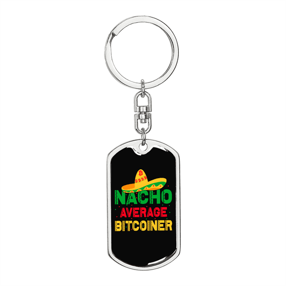 Navho Average Bitcoiner Crypto Stainless Steel or 18k Gold Premium Swivel Dog Tag Keychain