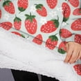 thumbnail image 3 of Oversized Wearable Blanket Hoodie,Strawberry Plants Fruit Flower Leaf Sherpa Blanket Hoodie with Super Pockets,Super Warm Fuzzy Pullover for Women & Men, 3 of 6