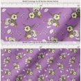 thumbnail image 2 of Soimoi Purple Cotton Cambric Fabric Leaves,Clematis & Camellia Floral Print Fabric by the Yard 42 Inch Wide, 2 of 7