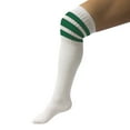 thumbnail image 4 of 4 Pairs Casual Knee High White Tube Socks Long Athletic Green Stripe Sport 10-15, 4 of 4