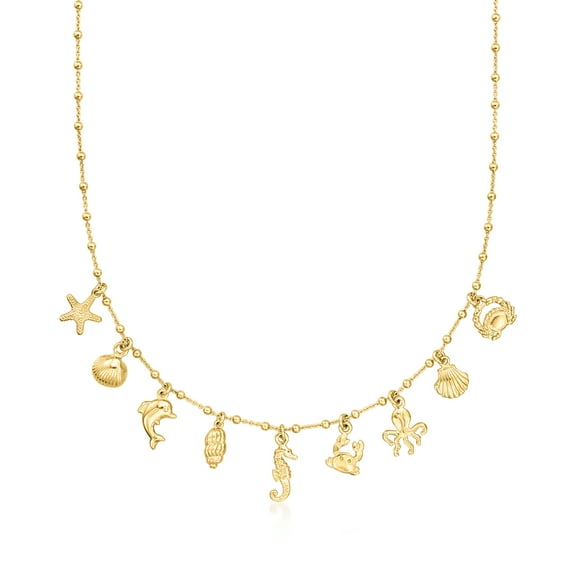 Pure Collection by Ross-Simons Italian 18kt Gold Over Sterling Sea Life Charm Necklace, Women's, Adult