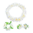 thumbnail image 1 of Guirnalda de flores artificiales para fiestas temáticas hawaianas, conjunto de leis hawaianos Blanco, 1 of 9