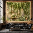 thumbnail image 6 of Weathered Stone Wall with Green Vines and Window, Romantic Cottagecore for Plant Lovers, Garden Art Decor, Housewarming Gift Tapestry Wall Hanging for Bedroom and Living Room, 6 of 7
