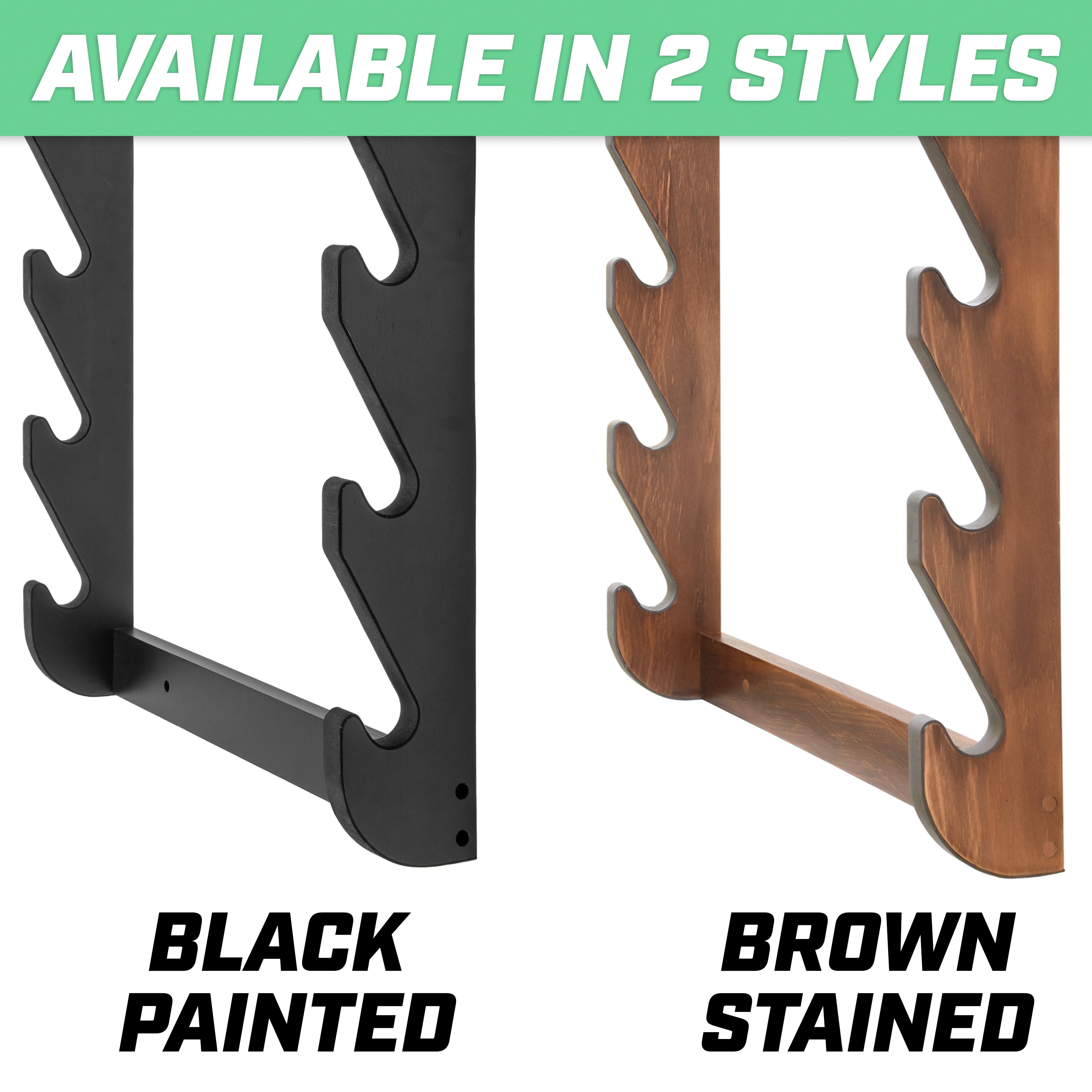GoSports Outdoors Wall Mounted Firearm Display Rack with Premium Black Painted Pine - Holds 5 Rifles or Shotguns