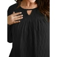 thumbnail image 4 of LANREMON Womens Plus Size Tops Long Sleeve Shirts V Neck Textured Keyhole Gathered Knit Tunic Loose Fall Blouses, 4 of 6