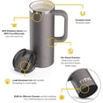 thumbnail image 3 of 20oz Road Trip Travel Mug with Lid and Handle, Ceramic Lined, Insulated, Stainless Steel, Metal, Double Wall Vacuum-Insulation, Portable Coffee, Tea Cup for Hot and Cold Drink, Graphite, 3 of 4