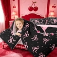 thumbnail image 4 of meiyoeat Pink Ribbon Bow 7 Pieces Full Size Bedding Sets,3D Monogrammed K Full Size Bed in a Bag For Girl,Pink Reversible, 4 of 7