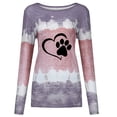 thumbnail image 4 of USSUMA Blouses for Women Casual, Women Fall Winter Tops Tees Lightweight Fall Loose Fit Scoop Neck Long Sleeves Stylish Pullover Tops Lace Patchwork Striped Pattern Tee Teen Girls Tunic, 4 of 7