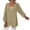 Khaki, variant on 2025 New Fashion Plus Size Women's V-Neck Split Casual Loose Cotton Linen Long Sleeve Top/Shirt