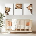 thumbnail image 4 of Bear Nursery Wall Art Decor Kids Canvas Poster Baby Boy Nursery Wall Decor Woodland Animal Pictures Teddy Peeking Bear Prints Cute Brown Painting Neutral Artwork Bedroom Set of 3, 4 of 6