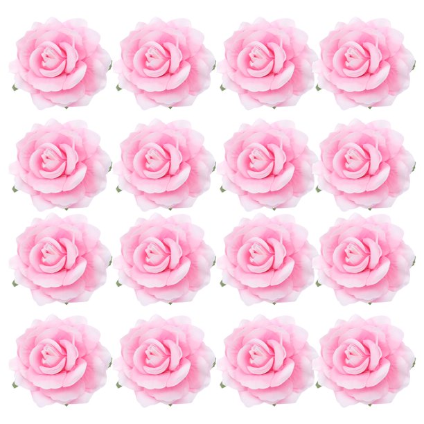 EeaseMX 5 broches de flores de tela de 10 cm para novia, con forma de rosa realista, para el pelo, para vestido de boda (rosa)