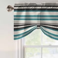 thumbnail image 5 of Tie Up Valances for Windows, Green Black Grey Striped Adjustable Valance Curtains Window Treatment for Living Room/Bedroom, Farmhouse Vintage Stripe Rod Pocket Kitchen Curtains & Drapes 42x12 Inch, 5 of 9