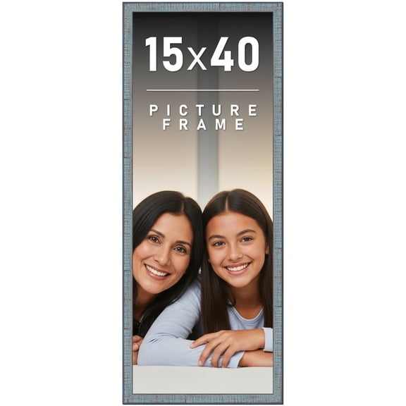 15x40 Frame Rustic Sky Blue Solid Wood Picture Frame | 0.75 Inch Moulding Width |Includes UV