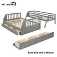 thumbnail image 2 of BELLEMAVE Twin over Full Bunk Bed with three drawer, bulid in ladder and storage stairs, Convertible into 2 beds, Bunk bed /Wood Bunk Bed for Teens(Gray), 2 of 10