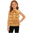 thumbnail image 2 of Manyakai Kids Girls Sparkle Sequins Salsa Samba Rumba Modern Jazz Hip Hop Dance Top Short Sleeve Tees Gold 10, 2 of 7