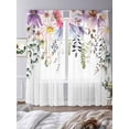 thumbnail image 3 of Wild Flowers Sheer Curtains 96 Inch Length 2 Panels Set Window Treatments, Farmhouse Country Floral Leaf Plant Rod Pocket Semi Curtains for Living Room/Bedroom/Kitchen Décor, 104"W x 96"L, 3 of 7