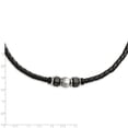 thumbnail image 4 of Stainless Steel Brushed Black IP-plated Leather & Rubber Necklace; 19.25 inch; for Adults and Teens; for Women and Men, 4 of 4
