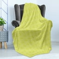 thumbnail image 4 of Green Soft Flannel Fleece Throw Blanket, Abstract Natural Motifs Flourishing Flowers and Leaves with Curves, Cozy Plush for Indoor and Outdoor Use, 70" x 90", Apple Green, by Ambesonne, 4 of 5