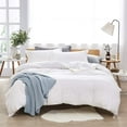 thumbnail image 1 of Duvet Cover King 100% Washed Microfiber 3pcs Bedding Set,Solid Color-Soft and Breathable with Zipper Closure & Corner Ties, Pure White, 1 of 5