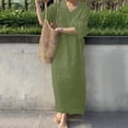 thumbnail image 2 of B91xZ Robe Grande Taille Décontractée Robe Longue Manches Courtes Fendue Maxi Robes, AG TTG, 2 of 5