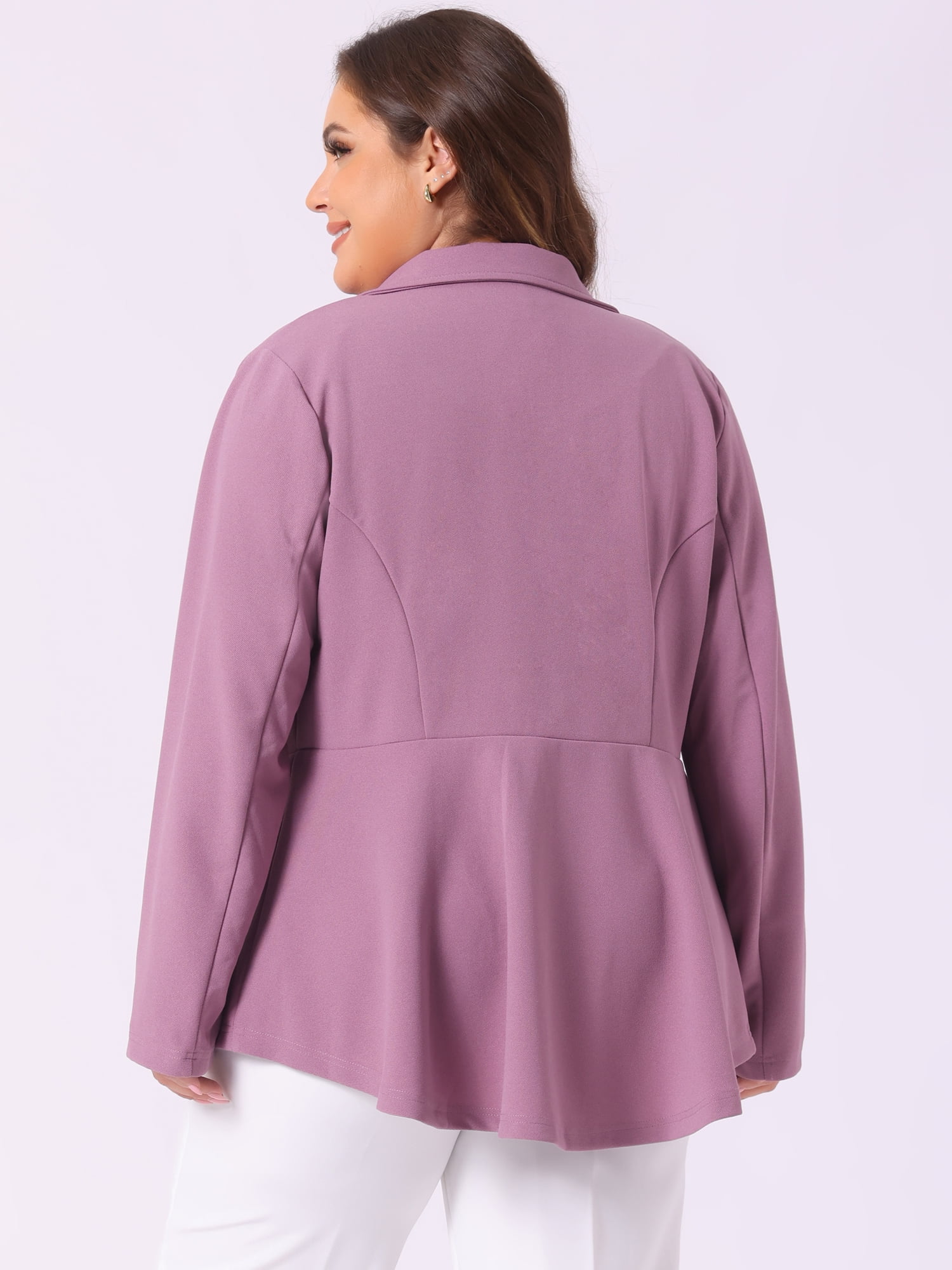 Women's Plus Size Blazer Notch Panel Work Business Casual Suit Jacket 2X Purple