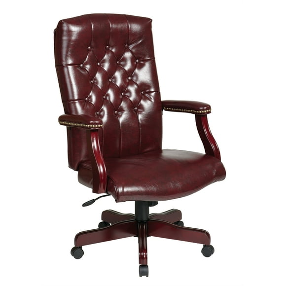 Jamestown Oxblood Red Vinyl Traditional Executive Chair with Padded Arms