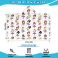 thumbnail image 2 of Ballet Dancer Princess Pattern Hooded Bath Towel，50"x30" for Ages 3 To 12 Kids, Quick Dry Lightweight Soft Microfiber Hood Beach Towel Cover Up for Kids, 2 of 7