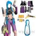 thumbnail image 2 of Disfraz de Cosplay del juego de anime LOL Arcane, disfraz de Cosplay de Crit Loli Jinx, disfraz de Cosplay de Loose Cannon, zapatos, peluca, disfraz de Carnaval sexy para mujer, 2 of 5