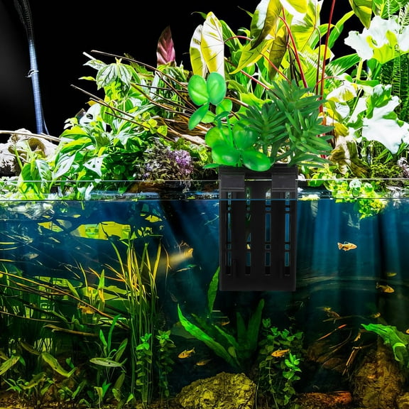 Mobestech 4Pcs Black Plastic Aquarium Plant Pot with Holes for Healthy Aquatic Growth