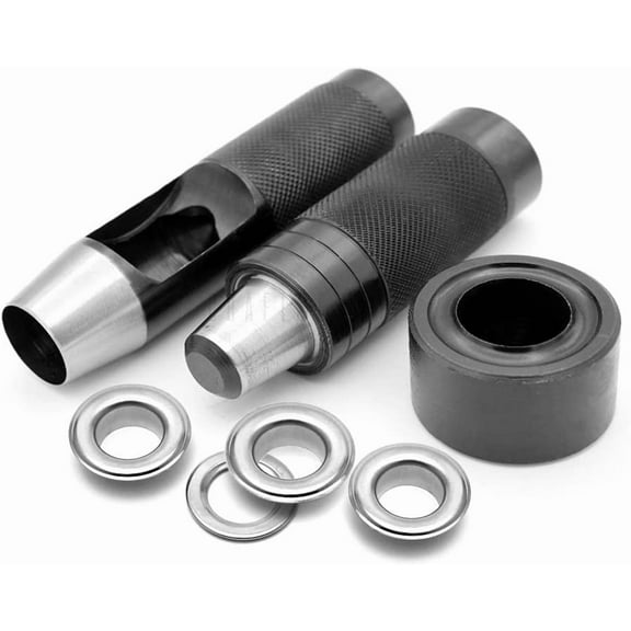 3/4" Grommet Tool Kit Eyelet Setting Tool Grommet Setter Hole Punch Cutter & Pack of 10 Grommets (3/4" (19mm) Inside Diameter)