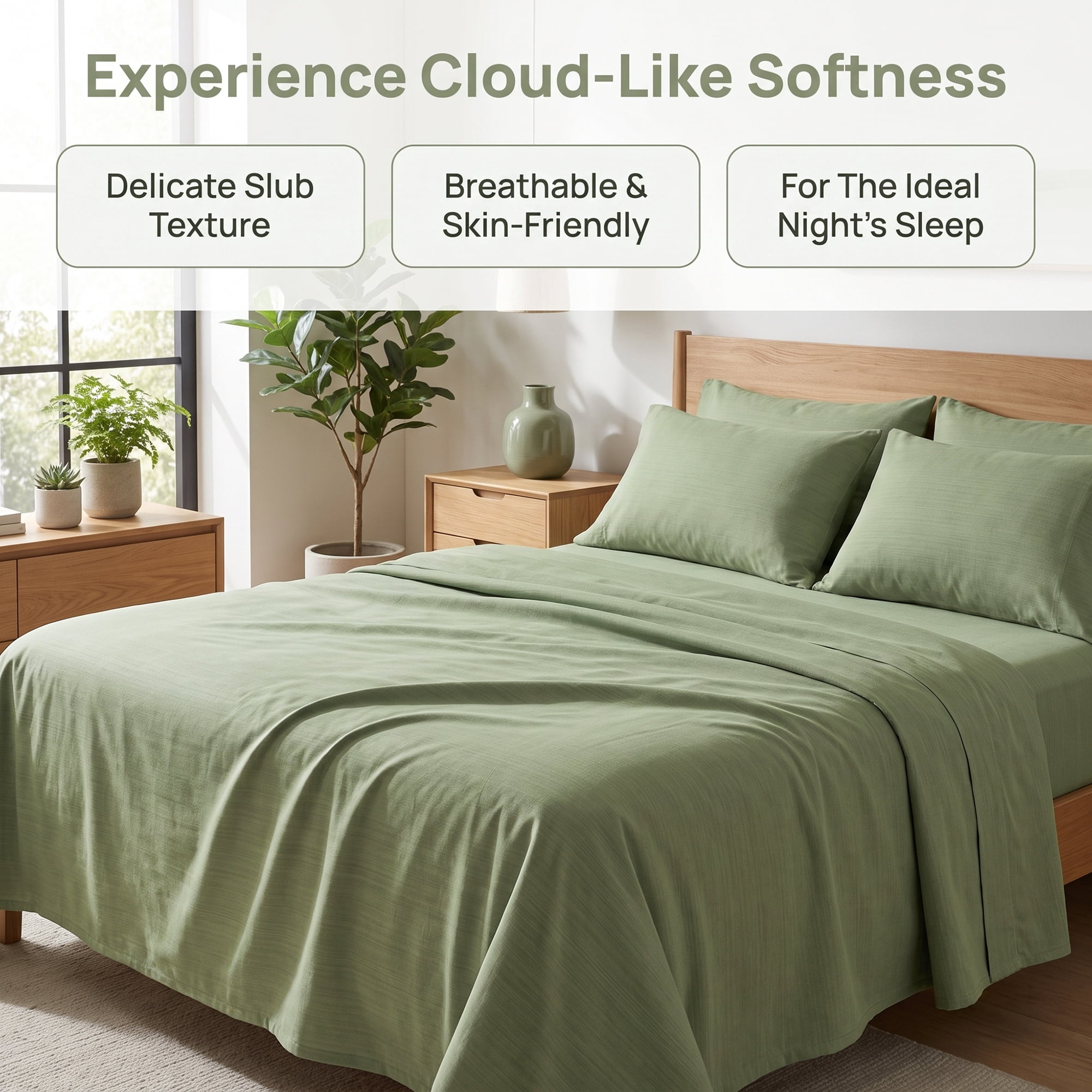 Unique Bargains Double Gauze Bed Sheet Flat Sheet Wrinkle Textured Bedding Mint Green 91"x96"