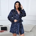 thumbnail image 2 of Hpapadks Robes for Women Nightgown Warm Flannel Nightgown Thickened Bathrobe Christmas Deer Fashion Warm Large Size Nightgown Womens Nightgown Dark Blue XXL, 2 of 7